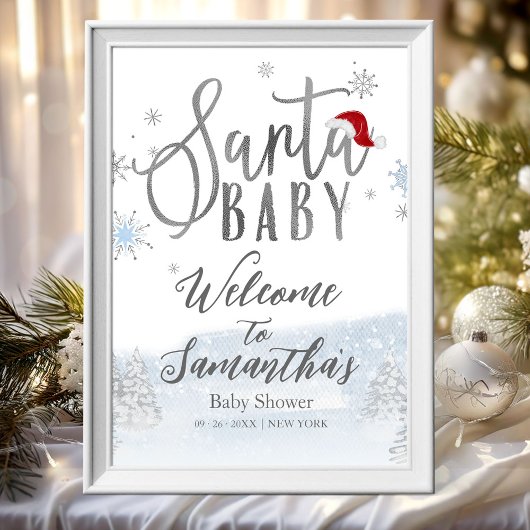Santa Baby Kerstmis Baby shower Welkomstteken Poster