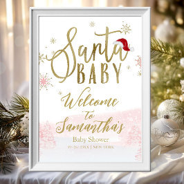 Santa Baby Kerstmis Baby shower Welkomstteken Poster