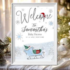 Santa Baby Kerstmis Baby shower Welkomstteken Poster