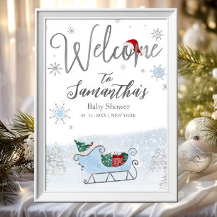 Santa Baby Kerstmis Baby shower Welkomstteken Poster