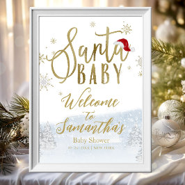 Santa Baby Kerstmis Baby shower Welkomstteken Poster