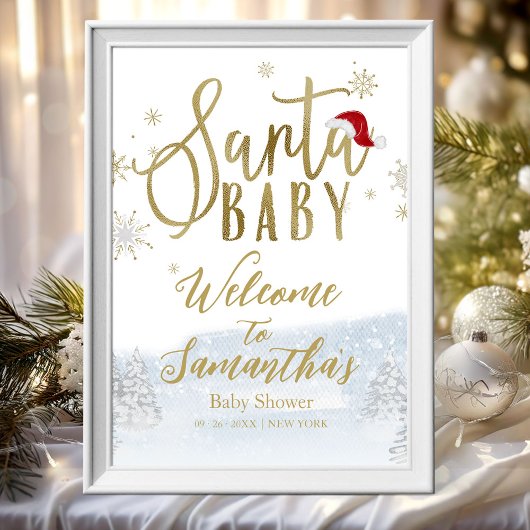 Santa Baby Kerstmis Baby shower Welkomstteken Poster