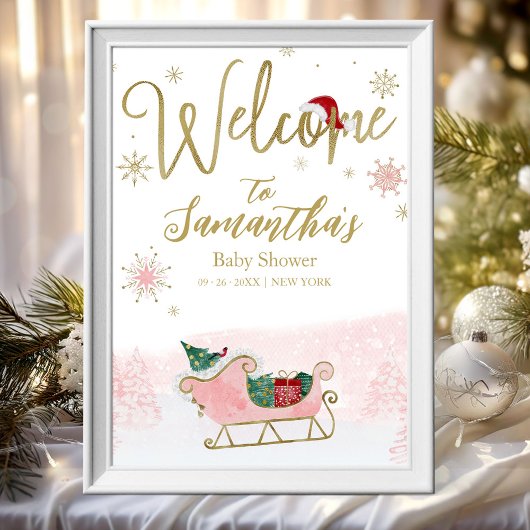 Santa Baby Kerstmis Baby shower Welkomstteken Poster