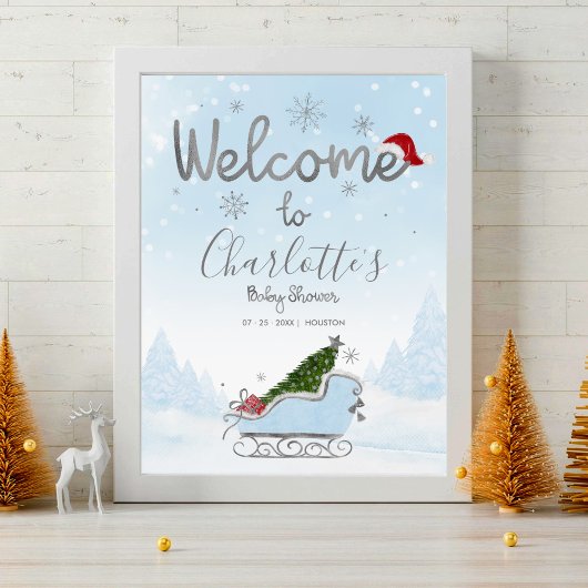 Santa Baby Kerstmis Baby shower Welkomstteken Poster