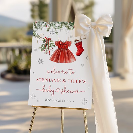 Santa Baby Kerstmis Baby shower Welkomstteken Poster