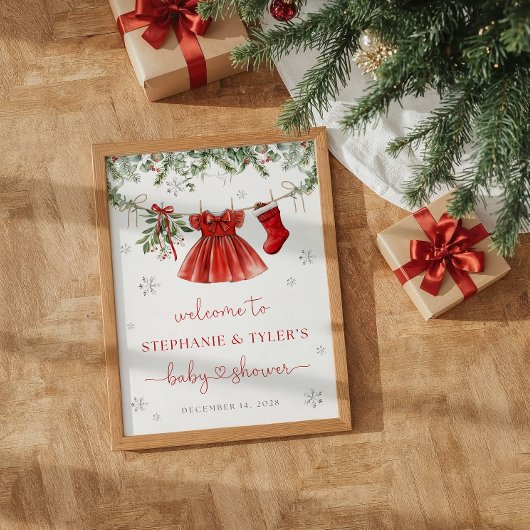 Santa Baby Kerstmis Baby shower Welkomstteken Poster
