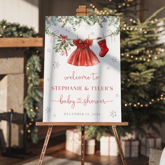 Santa Baby Kerstmis Baby shower Welkomstteken Poster