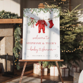 Santa Baby Kerstmis Baby shower Welkomstteken Poster