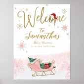 Santa Baby Kerstmis Baby shower Welkomstteken Poster (Voorkant)