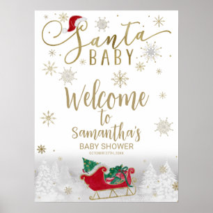 Santa Baby Kerstmis Baby shower Welkomstteken Poster