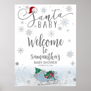 Santa Baby Kerstmis Baby shower Welkomstteken Poster