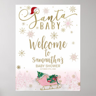 Santa Baby Kerstmis Baby shower Welkomstteken Poster