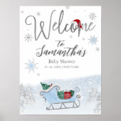 Santa Baby Kerstmis Baby shower Welkomstteken Poster (Voorkant)