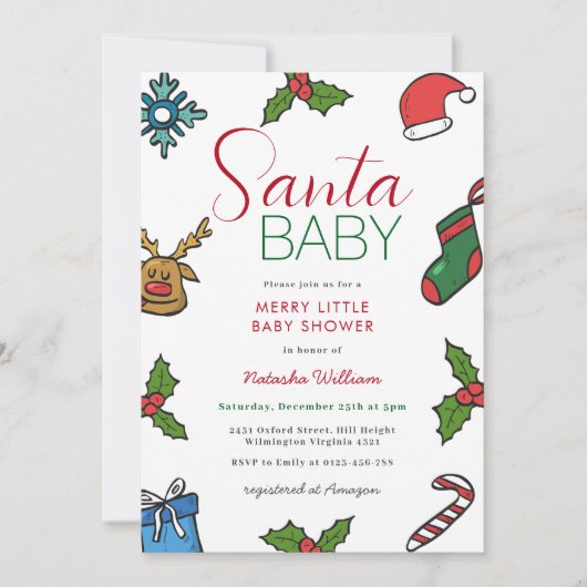 Santa Baby Kerstmis Gender Neutraal Baby shower Kaart (Voorkant)