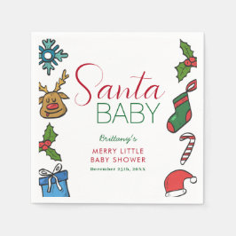 Santa Baby Kerstmis Gender Neutraal Baby shower Servet