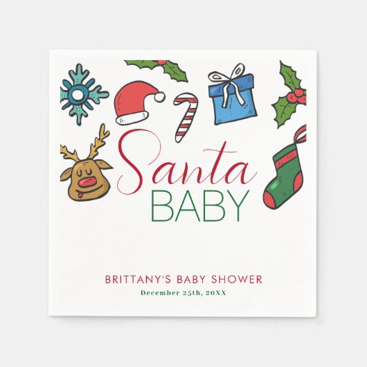 Santa Baby Kerstmis Gender Neutraal Baby shower Servet (Voorkant)