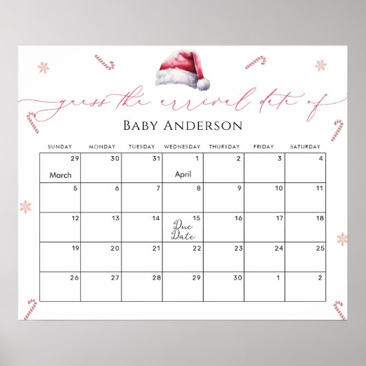 Santa Baby Kerstmis Raad de vervaldatum Kalender Poster (Voorkant)
