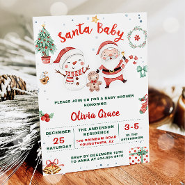 Santa Baby Kerstmis Sneeuwman Baby shower Party Kaart