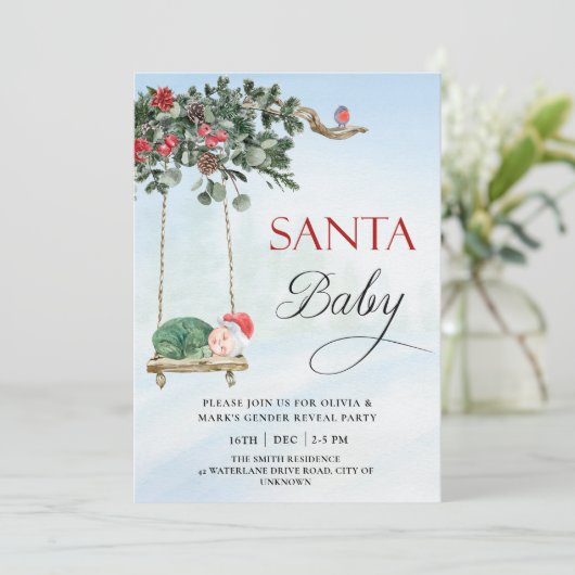 Santa Baby Kerstmis Winter Geslacht Onthullen Part Kaart (Staand voorkant)