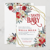 Santa Baby kerstrood groen Baby shower Kaart (Voorkant / Achterkant)