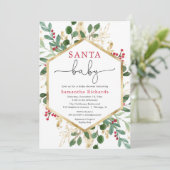 Santa Baby kerstrood groen baby shower Kaart (Staand voorkant)