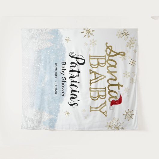 Santa Baby Kerstwinter Baby shower Achtergrond Wandkleed (Voorkant (horizontaal))