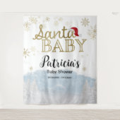Santa Baby Kerstwinter Baby shower Achtergrond Wandkleed (Voorkant)