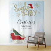 Santa Baby Kerstwinter Baby shower Achtergrond Wandkleed (In situ)
