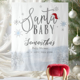 Santa Baby Kerstwinter Baby shower Achtergrond Wandkleed