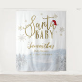 Santa Baby Kerstwinter Baby shower Achtergrond Wandkleed (Voorkant)