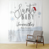Santa Baby Kerstwinter Baby shower Achtergrond Wandkleed (In situ)