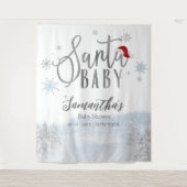 Santa Baby Kerstwinter Baby shower Achtergrond Wandkleed (Voorkant)