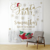 Santa Baby Kerstwinter Baby shower Achtergrond Wandkleed (In situ)
