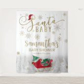 Santa Baby Kerstwinter Baby shower Achtergrond Wandkleed (Voorkant)