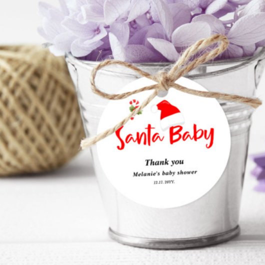 Santa Baby Kerstwinter Baby shower Bedankjes Labels