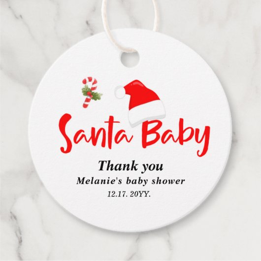 Santa Baby Kerstwinter Baby shower Bedankjes Labels (Voorkant)
