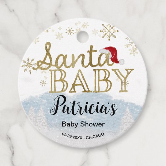 Santa Baby Kerstwinter Baby shower Bedankjes Labels (Voorkant)