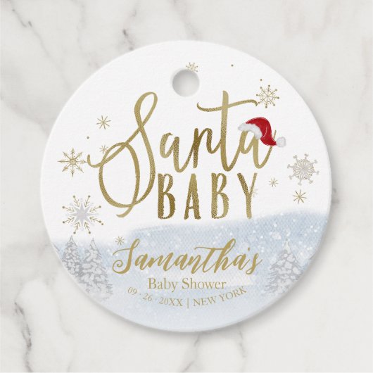 Santa Baby Kerstwinter Baby shower Dank u wel Bedankjes Labels (Voorkant)