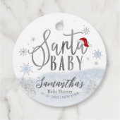 Santa Baby Kerstwinter Baby shower Dank u wel Bedankjes Labels (Voorkant)