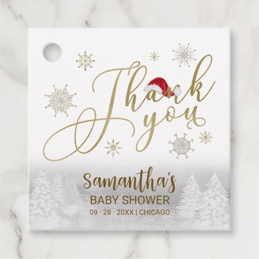 Santa Baby Kerstwinter Baby shower Dank u wel Bedankjes Labels (Voorkant)