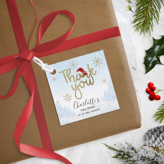 Santa Baby Kerstwinter Baby shower Dank u wel Bedankjes Labels
