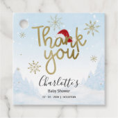 Santa Baby Kerstwinter Baby shower Dank u wel Bedankjes Labels (Voorkant)