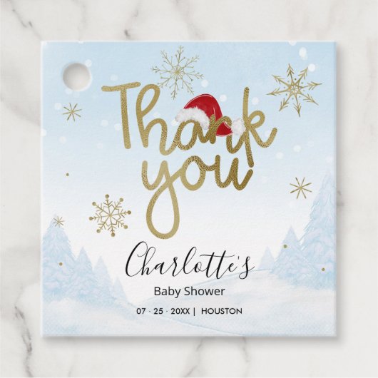 Santa Baby Kerstwinter Baby shower Dank u wel Bedankjes Labels (Voorkant)