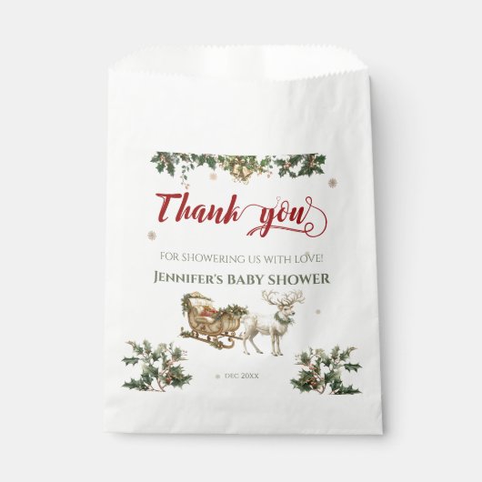 Santa Baby Kerstwinter Baby shower Dank u wel Bedankzakje (Voorkant)