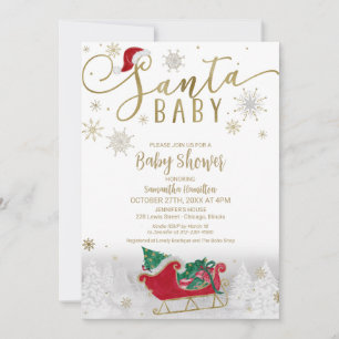 Santa Baby Kerstwinter Baby shower Kaart