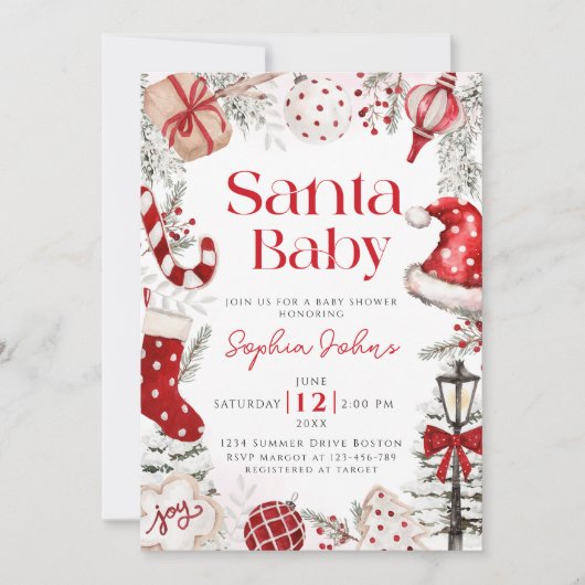 Santa Baby Kerstwinter Baby shower Kaart (Voorkant)
