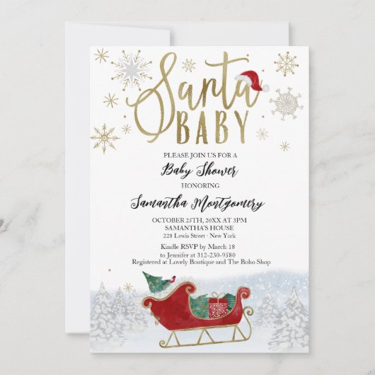 Santa Baby Kerstwinter Baby shower Kaart (Voorkant)