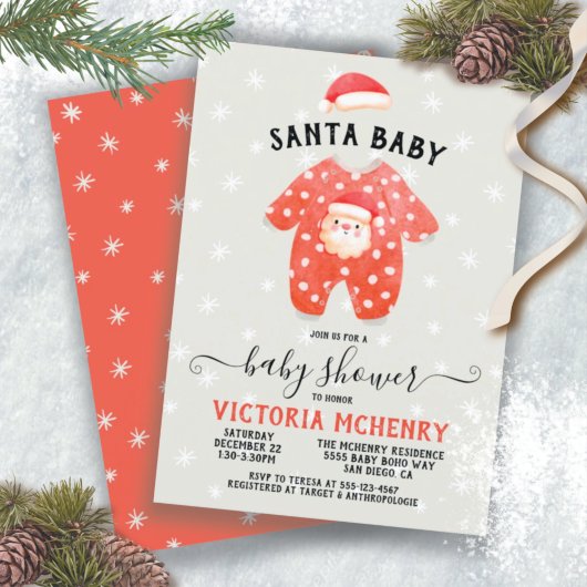 Santa Baby Kerstwinter Baby shower Kaart
