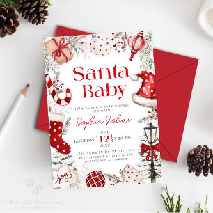 Santa Baby Kerstwinter Baby shower Kaart