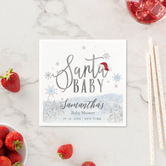 Santa Baby Kerstwinter Baby shower Napkins Servet (Insitu)